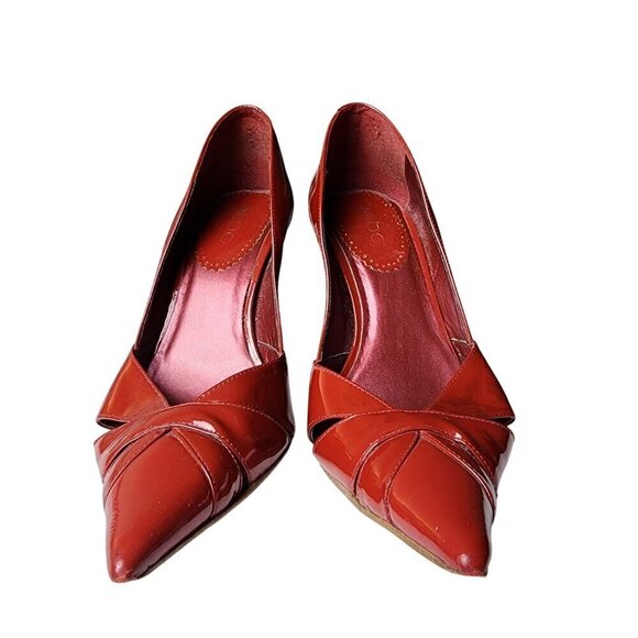 Aldo Sexy Y2K Red Patent Leather Stiletto Pointed Toe Cutout Pumps Size 9 - Picture 2 of 13